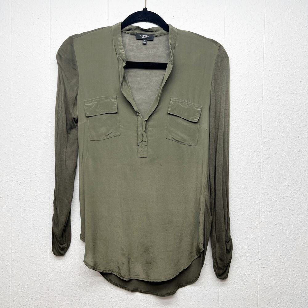 Babaton Silk Top womens XXS Relaxed Workwear Office Career Quiet Luxury Flaw
